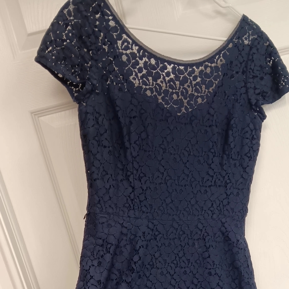 Navy Blue White House Black Market Size 6 dress - Picture 6 of 8